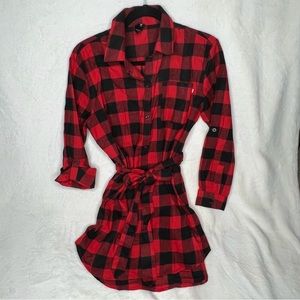 Red and Black Buffalo Plaid Tunic Dress